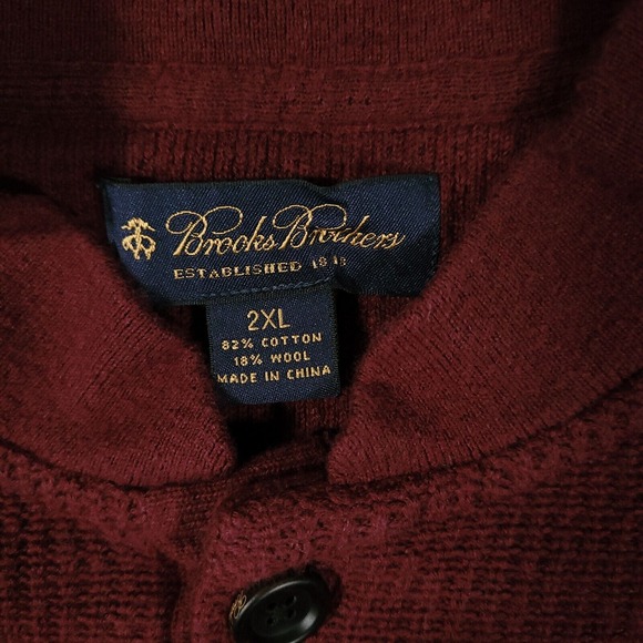 Brooks Brothers Sweater Mens 2XL Red Henley Neck Knit Blade Collar Wool‎ Blend - Picture 4 of 9